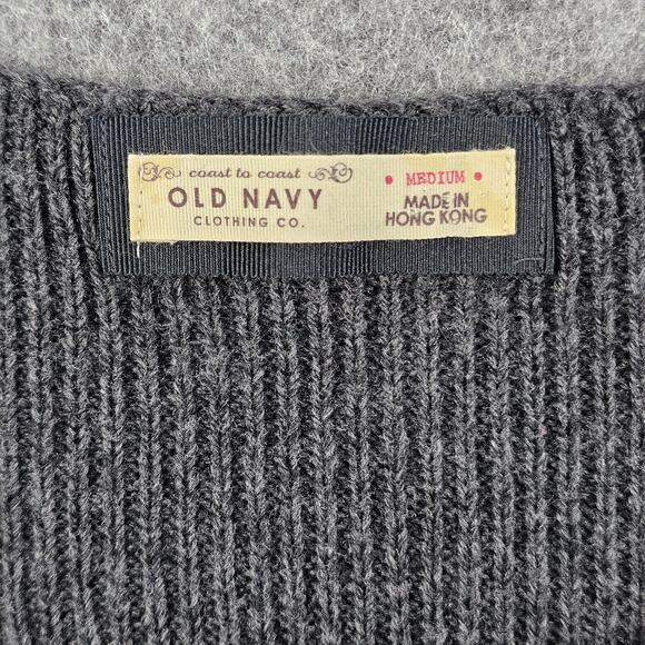 Ribbed Top Pullover V-Neck Sweater Angora Mix Slight Bell Sleeve Old Navy Medium - Picture 9 of 11